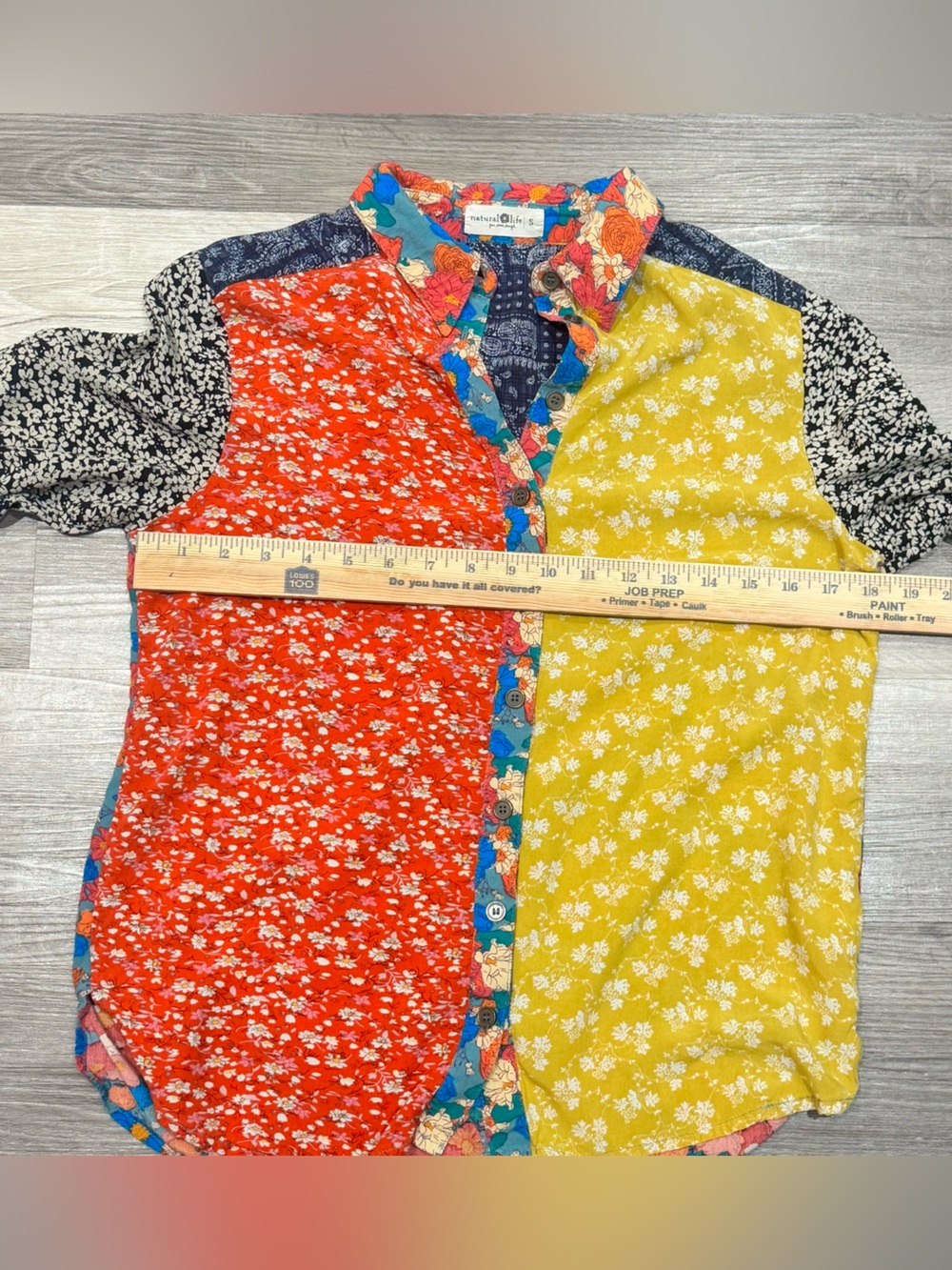 Natural Life Patchwork Floral Button Down Shirt Size Small - Picture 11 of 12